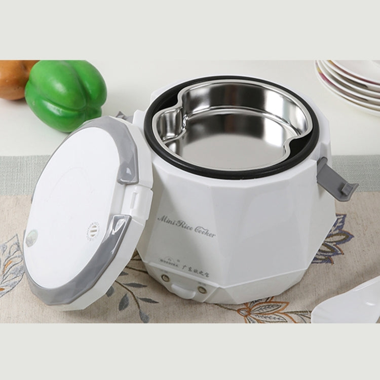 OUSHIBA Car Auto C3 Mini Multi-function หม้อหุงข้าว 12V 1.3L ปริมาณสำหรับซุปข้าวก๋วยเตี๋ยวผักขนมหวาน, White, Green