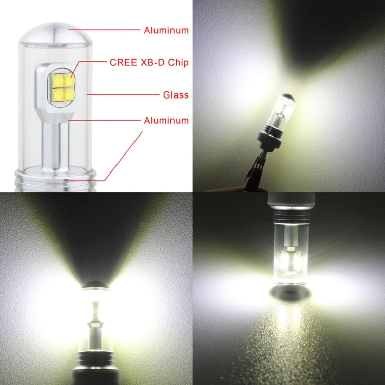 2 ชิ้น 7440 40 วัตต์ 800 LM 6000K ไฟเลี้ยวรถไฟสำรองไฟเบรกพร้อมหลอดไฟ CREE 8 ดวง DC 12V, 7440