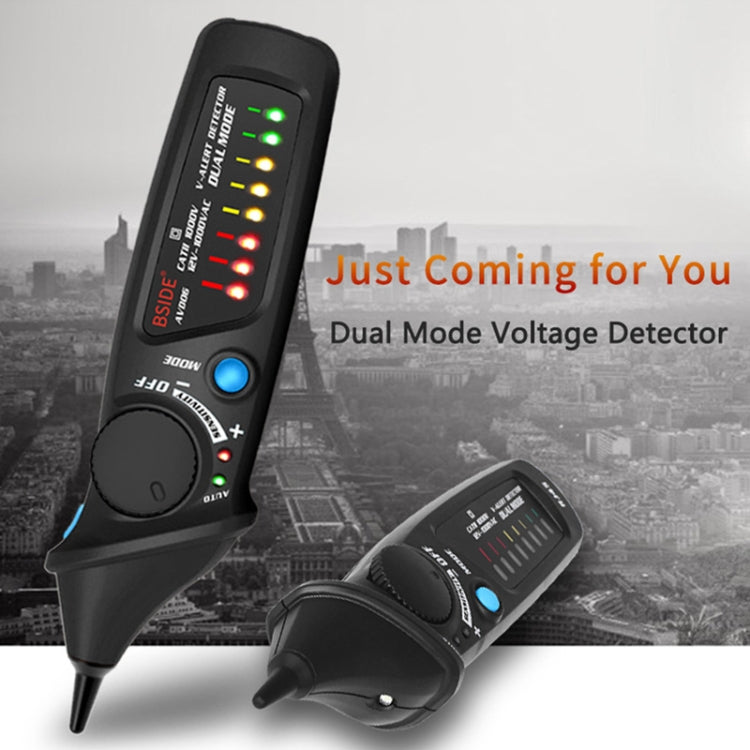 BSIDE AVD06 เครื่องตรวจจับแรงดันไฟฟ้า AC แบบไม่สัมผัส 12 ~ 1000V Electroprobe เหนี่ยวนำปากกาประเภท ACV เครื่องทดสอบไฟฟ้าในครัวเรือนเครื่องมือ LED Light