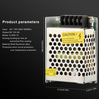 S-24W-12 24W AC 220V ถึง DC 12V 2A รถแหล่งจ่ายไฟแบบสวิตช์ควบคุม, S-24W-12