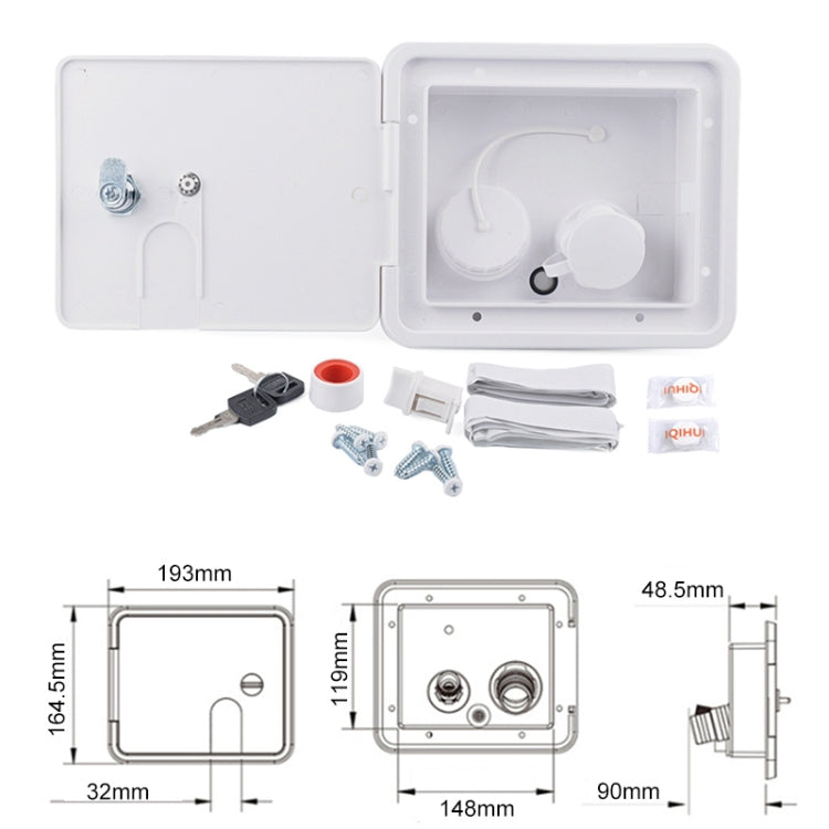 White Water Inlet Integrated Fill Dish Hatch Lock สำหรับรถพ่วง RV Camper, A1063