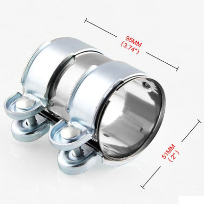 2.0 นิ้วรถ Turbo Exhaust Downpipe คาร์บอนต่ำสแตนเลส Lap Joint Band Clamp, 2.0 inch (Low carbon)
