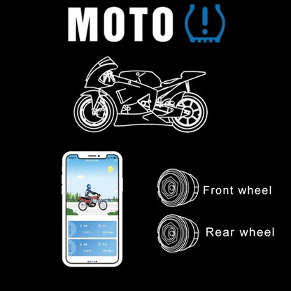 รถจักรยานยนต์บลูทูธระบบตรวจสอบความดันยาง TPMS โทรศัพท์มือถือ APP การตรวจจับ 2 เซ็นเซอร์ภายนอก, TPMS