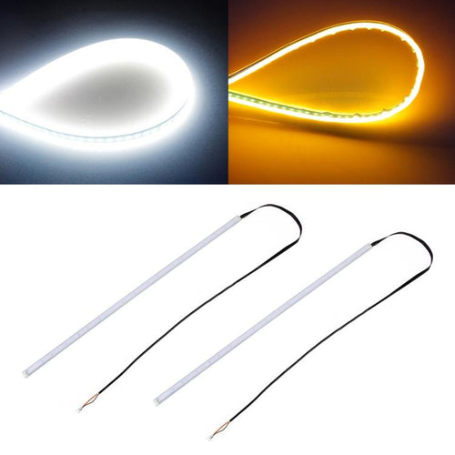 2 ชิ้น 45 ซม. DC12V 5W รถกันน้ำบางเฉียบอัตโนมัติสองสีไฟเลี้ยว / ไฟวิ่งหลอดไฟ LED SMD-2835 (ไฟเลี้ยว: แสงสีเหลือง; ไฟวิ่ง: แสงสีฟ้า), 45cm Turn Lights: Yellow Light; Running Lights: White Light                                                            ...