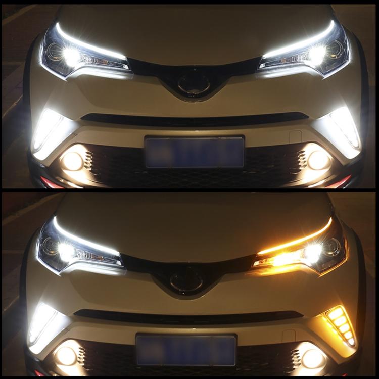 2 ชิ้น 45 ซม. DC12V 5W รถกันน้ำบางเฉียบอัตโนมัติสองสีไฟเลี้ยว / ไฟวิ่งหลอดไฟ LED SMD-2835 (ไฟเลี้ยว: แสงสีเหลือง; ไฟวิ่ง: แสงสีฟ้า), 45cm Turn Lights: Yellow Light; Running Lights: White Light                                                            ...