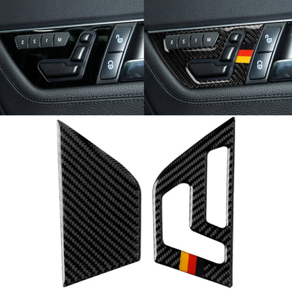 2 PCS ธงเยอรมันรถคาร์บอนไฟเบอร์ขวาที่นั่งปรับแผงสติกเกอร์ตกแต่งสำหรับ Mercedes-Benz W204 2007-2013, Right Drive Seat Adjustment (A)