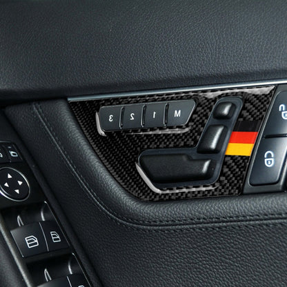 2 PCS ธงเยอรมันรถคาร์บอนไฟเบอร์ขวาที่นั่งปรับแผงสติกเกอร์ตกแต่งสำหรับ Mercedes-Benz W204 2007-2013, Right Drive Seat Adjustment (A)