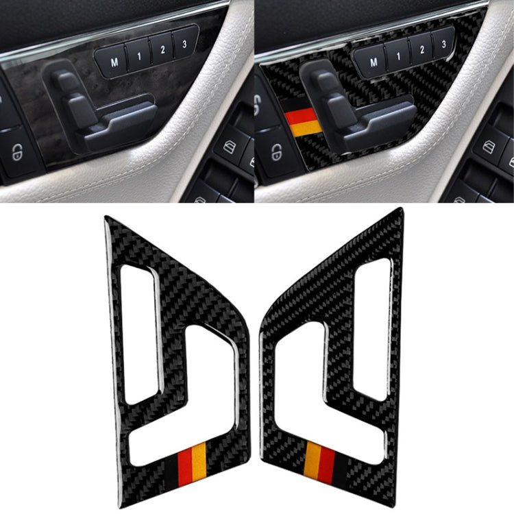 2 PCS ธงเยอรมันรถคาร์บอนไฟเบอร์ที่นั่งปรับแผงสติกเกอร์ตกแต่งสำหรับ Mercedes-Benz W204 2007-2013, Seat Adjustment