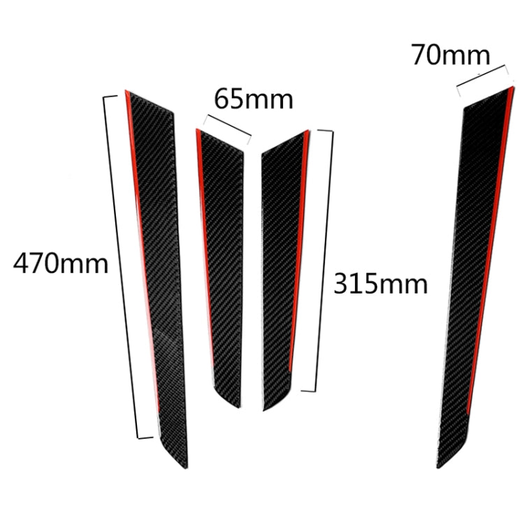 4 ชิ้นรถยนต์คาร์บอนไฟเบอร์สีแดงภายในประตูแผงสติกเกอร์ตกแต่งสำหรับเมอร์เซเดส-เบนซ์ W204 2007-2013, Red Inner Door Panel