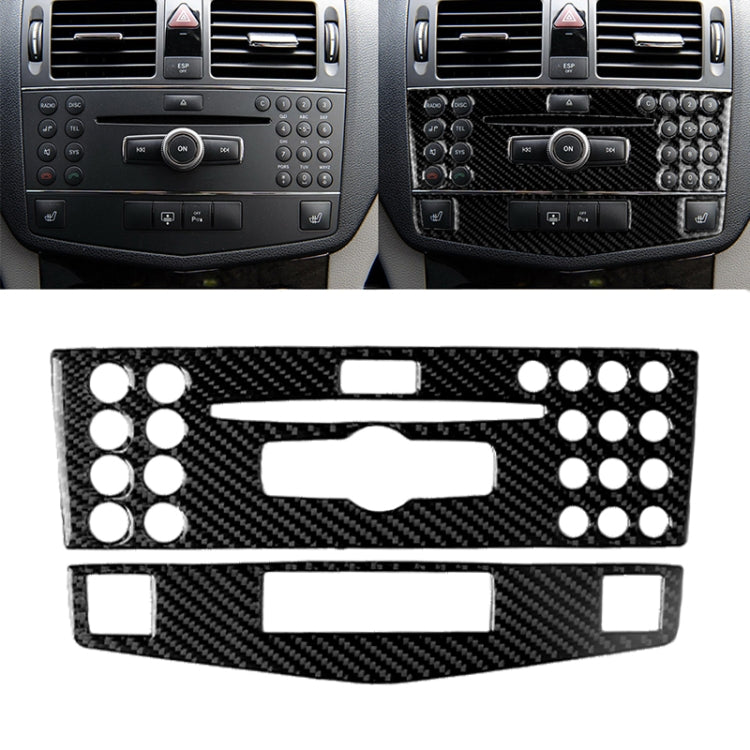 รถคาร์บอนไฟเบอร์แผงคอนโซลกลางสติกเกอร์ตกแต่งสำหรับ Mercedes-Benz W204 C Class 2007-2010, Center Console (B)