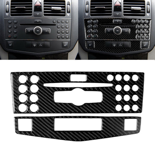 รถคาร์บอนไฟเบอร์แผงคอนโซลกลางสติกเกอร์ตกแต่งสำหรับ Mercedes-Benz W204 C Class 2007-2010, Center Console (B)