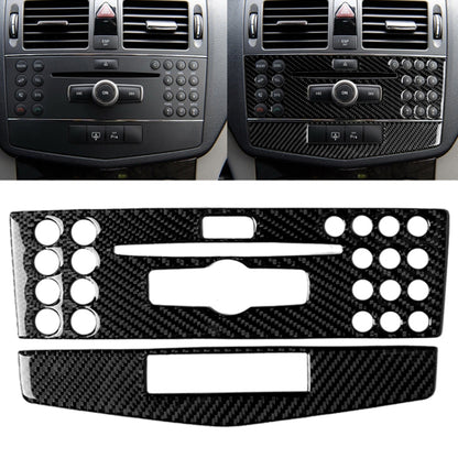 รถคาร์บอนไฟเบอร์แผงคอนโซลกลางสติกเกอร์ตกแต่งสำหรับ Mercedes-Benz W204 C Class 2007-2010, Center Console (C)