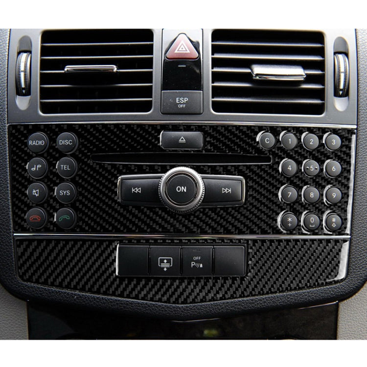 รถคาร์บอนไฟเบอร์แผงคอนโซลกลางสติกเกอร์ตกแต่งสำหรับ Mercedes-Benz W204 C Class 2007-2010, Center Console (C)