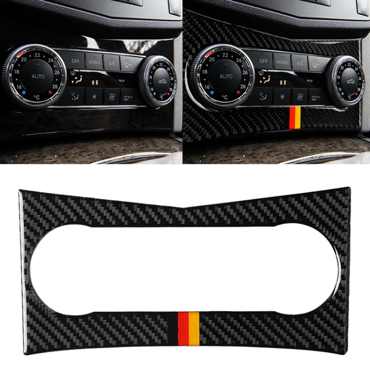 รถธงเยอรมันคาร์บอนไฟเบอร์เครื่องปรับอากาศแผงสติกเกอร์ตกแต่งสำหรับ Mercedes-Benz W204 C Class 2007-2010, Air Conditioning (German Flag)