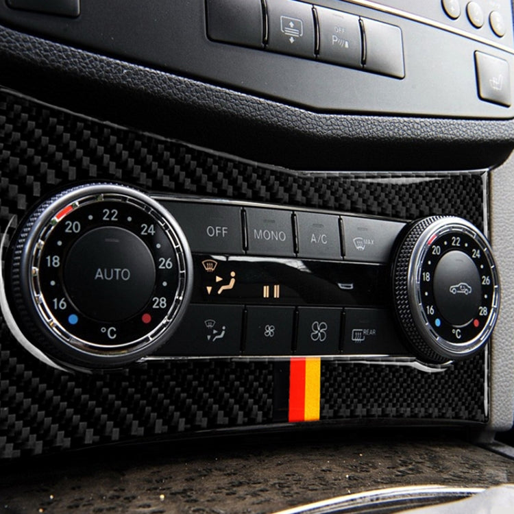 รถธงเยอรมันคาร์บอนไฟเบอร์เครื่องปรับอากาศแผงสติกเกอร์ตกแต่งสำหรับ Mercedes-Benz W204 C Class 2007-2010, Air Conditioning (German Flag)