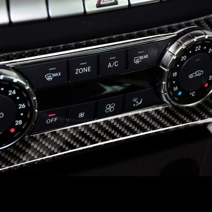 คาร์บอนไฟเบอร์เครื่องปรับอากาศลูกบิดแผงควบคุมสติกเกอร์ตกแต่งสำหรับ Mercedes-Benz W204 C Class 2011-2013, Air Conditioning Knob (German Flag)