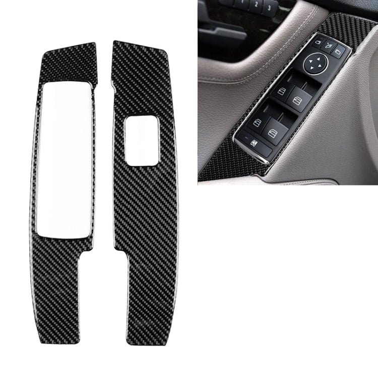 2 PCS รถคาร์บอนไฟเบอร์หน้าต่างแผงสติกเกอร์ตกแต่งสำหรับ Mercedes-Benz W204 C Class 2007-2013,ไดรฟ์ซ้าย, Window Lift Panel