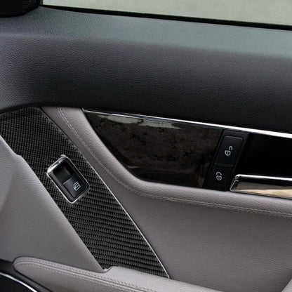 2 PCS รถคาร์บอนไฟเบอร์หน้าต่างแผงสติกเกอร์ตกแต่งสำหรับ Mercedes-Benz W204 C Class 2007-2013,ไดรฟ์ซ้าย, Window Lift Panel