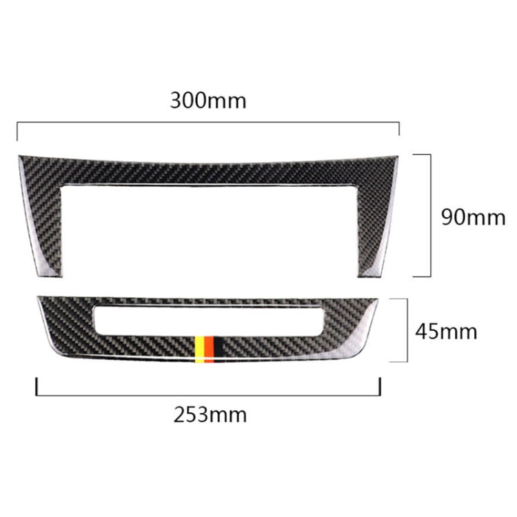 รถธงเยอรมันคาร์บอนไฟเบอร์ Central Control CD แผงสติกเกอร์ตกแต่งสำหรับ Mercedes-Benz W204 2011-2013 7 ปุ่ม, Central Control CD Panel (German Flag)