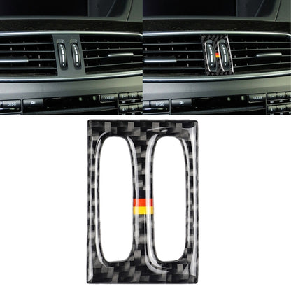 รถธงเยอรมันคาร์บอนไฟเบอร์กลาง Air Outlet แผงสติกเกอร์ตกแต่งสำหรับ Mercedes-Benz W204 2011-2013, Intermediate Air Outlet (German Flag)
