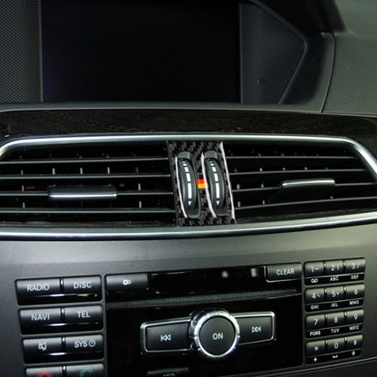 รถธงเยอรมันคาร์บอนไฟเบอร์กลาง Air Outlet แผงสติกเกอร์ตกแต่งสำหรับ Mercedes-Benz W204 2011-2013, Intermediate Air Outlet (German Flag)