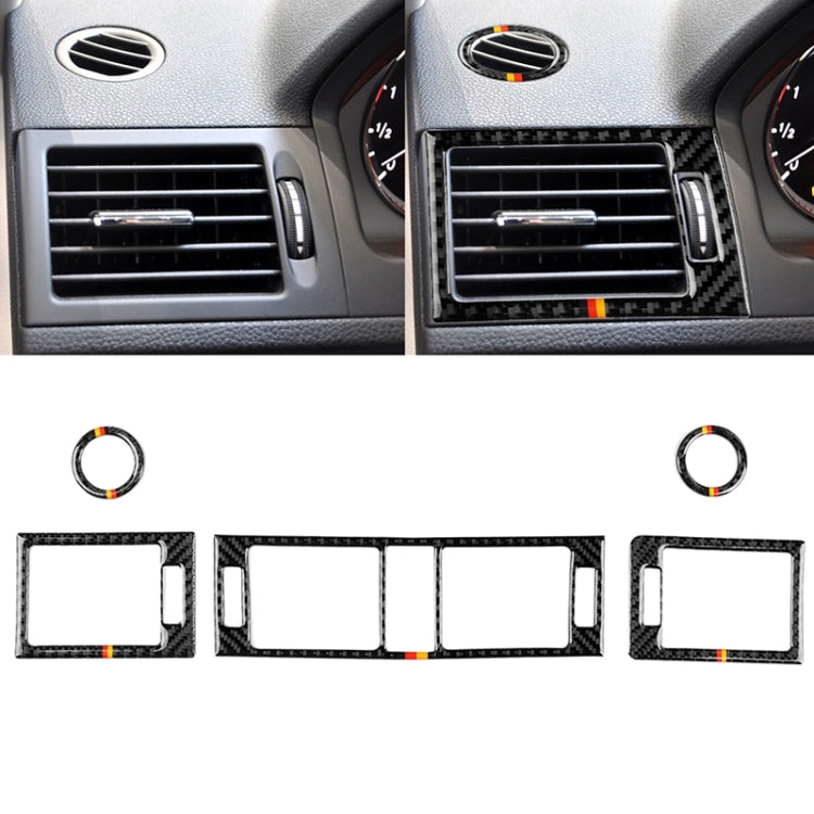 รถธงเยอรมันคาร์บอนไฟเบอร์ Air Outlet แหวน + กลาง Air Outlet + ด้านข้าง Air Outlet แผงสติกเกอร์ตกแต่งสำหรับ Mercedes - Benz W204 207-2010, Air Outlet (German Flag)