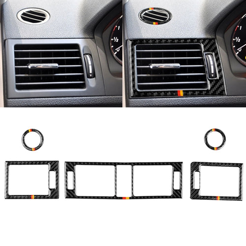 รถธงเยอรมันคาร์บอนไฟเบอร์ Air Outlet แหวน + กลาง Air Outlet + ด้านข้าง Air Outlet แผงสติกเกอร์ตกแต่งสำหรับ Mercedes - Benz W204 207-2010, Air Outlet (German Flag)