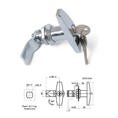 T Shape Handle Paddle Entry สลักประตูและกุญแจกล่องเครื่องมือ ล็อค สำหรับรถพ่วง / เรือยอชท์ / รถบรรทุก, T Shape Handle (Silver)