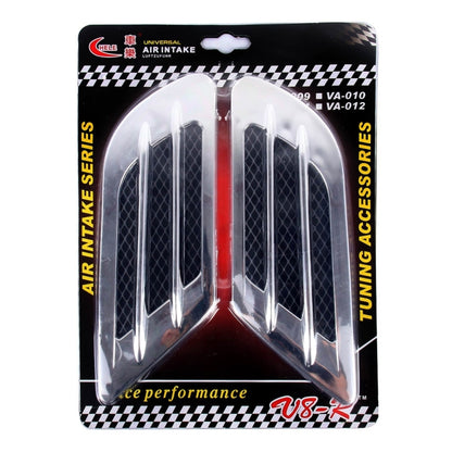 2 PCS สไตล์ยูโรพลาสติกตกแต่ง Air Flow Turbo Bonnet Hood ด้านข้าง Vent Grille พร้อม Self-กาวสติกเกอร์