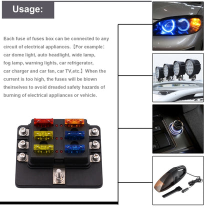 1 ใน 6 Out 6 Way วงจรฟิวส์กล่องสกรูส่วนผู้ถือฟิวส์ชุดพร้อมไฟเตือน LED สำหรับรถยนต์รถบรรทุกเรือ, 1 in 6 Out (Screw Terminal Section)