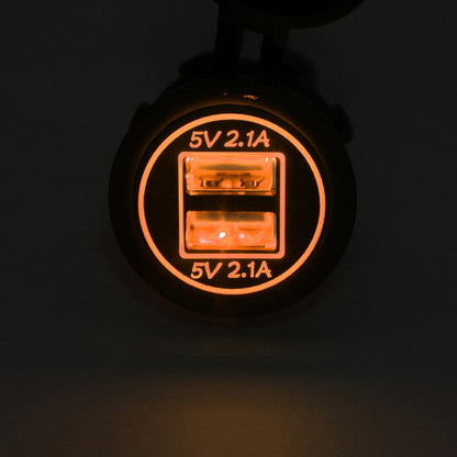 Universal Car Charger 2 พอร์ตปลั๊กไฟ Dual USB Charger 5V 4.2A IP66 พร้อมรูรับแสง, 4.2A with Aperture (Orange Light)