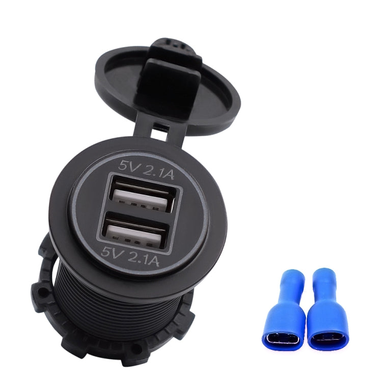 Universal Car Charger 2 พอร์ตปลั๊กไฟ Dual USB Charger 5V 4.2A IP66 พร้อมรูรับแสง, 4.2A with Aperture (Orange Light)