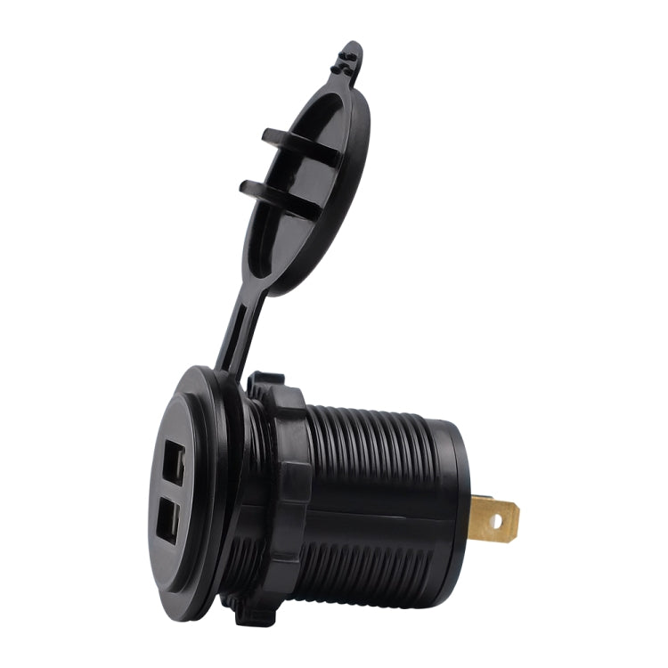 Universal Car Charger 2 พอร์ตปลั๊กไฟ Dual USB Charger 5V 4.2A IP66 พร้อมรูรับแสง, 4.2A with Aperture (Orange Light)