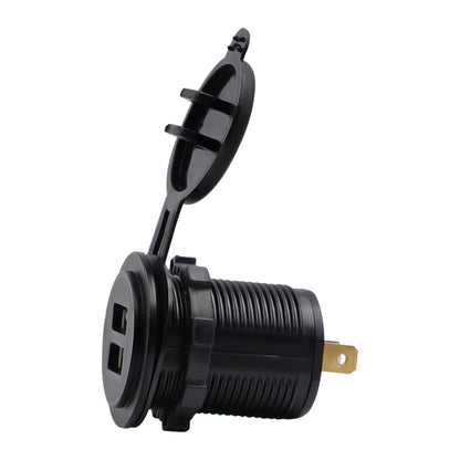 Universal Car Charger 2 พอร์ตปลั๊กไฟ Dual USB Charger 5V 4.2A IP66 พร้อมรูรับแสง, 4.2A with Aperture (Red Light)