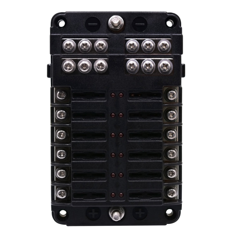 อิสระบวกและลบ 1 ใน 12 Out 12 Way Circuit Blade ฟิวส์กล่องผู้ถือฟิวส์ชุด LED ไฟเตือนสำหรับรถบรรทุกรถยนต์เรือ, 1 in 12 Out