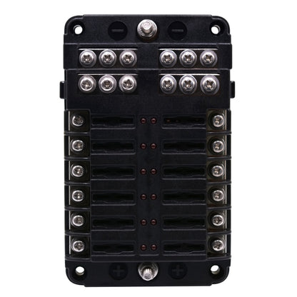 อิสระบวกและลบ 1 ใน 12 Out 12 Way Circuit Blade ฟิวส์กล่องผู้ถือฟิวส์ชุด LED ไฟเตือนสำหรับรถบรรทุกรถยนต์เรือ, 1 in 12 Out