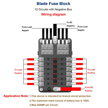 อิสระบวกและลบ 1 ใน 12 Out 12 Way Circuit Blade ฟิวส์กล่องผู้ถือฟิวส์ชุด LED ไฟเตือนสำหรับรถบรรทุกรถยนต์เรือ, 1 in 12 Out