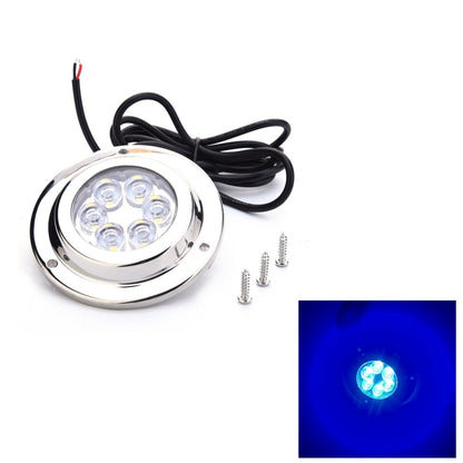DC 10-30V 12W IP68 316 สแตนเลส 6 LEDs แสงสีฟ้าใต้น้ำเรือ High Power Bright สำหรับ Marine/Yacht, 12W Blue Light
