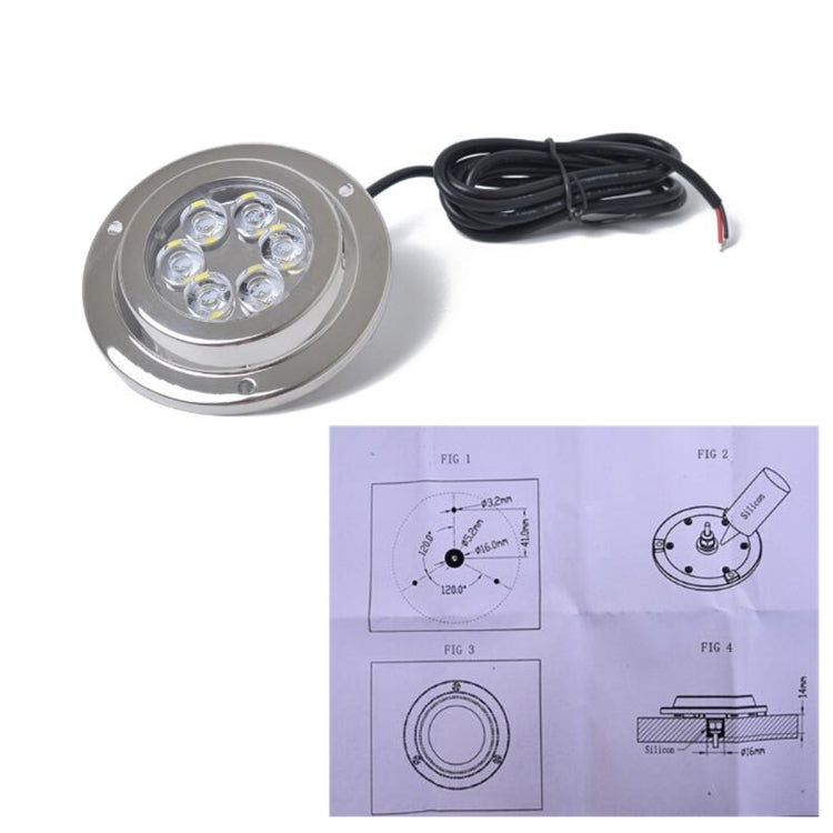 DC 10-30V 12W IP68 316 สแตนเลส 6 LEDs แสงสีฟ้าใต้น้ำเรือ High Power Bright สำหรับ Marine/Yacht, 12W Blue Light