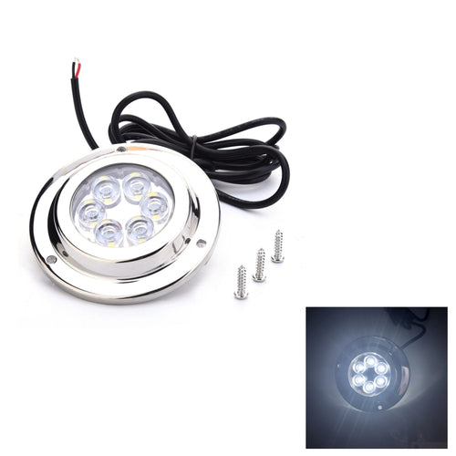DC 10-30V 12W IP68 316 สแตนเลส 6 LEDs แสงสีขาวใต้น้ำเรือ High Power Bright สำหรับ Marine/Yacht, 12W White Light