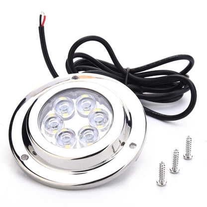 DC 10-30V 12W IP68 316 สแตนเลส 6 LEDs แสงสีขาวใต้น้ำเรือ High Power Bright สำหรับ Marine/Yacht, 12W White Light