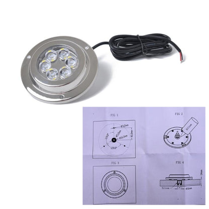 DC 10-30V 12W IP68 316 สแตนเลส 6 LEDs แสงสีขาวใต้น้ำเรือ High Power Bright สำหรับ Marine/Yacht, 12W White Light
