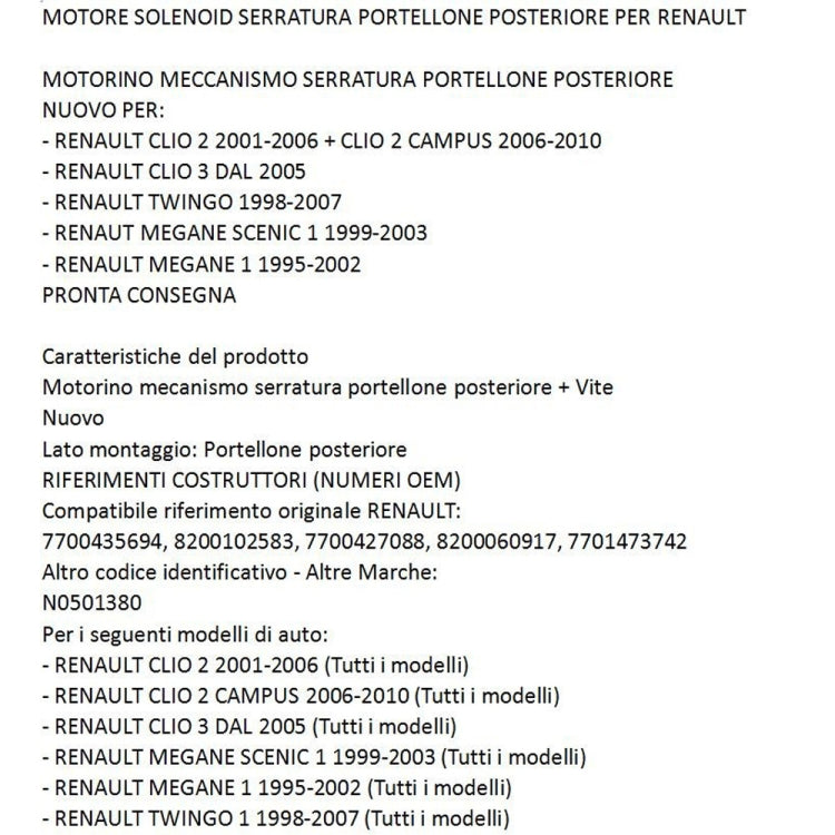 เซ็นทรัลล็อคประตูท้าย 8200102583 7700427088 8200060917 สำหรับเรโนลต์, For Renault