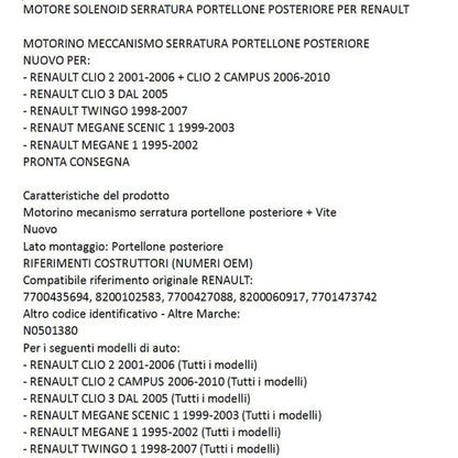เซ็นทรัลล็อคประตูท้าย 8200102583 7700427088 8200060917 สำหรับเรโนลต์, For Renault