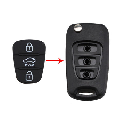 เปลี่ยนแผ่นซิลิโคน 3 ปุ่มสำหรับเปลือกกุญแจรถ Hyundai / Kia ไม่มีแบตเตอรี่, For Hyundai / Kia 3 Buttons with Word