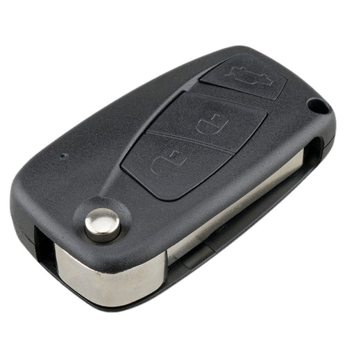 สำหรับการเปลี่ยนกุญแจรถ FIAT 3 ปุ่มเคสกุญแจรถพร้อมที่ใส่แบตเตอรี่ด้านข้าง, Black, Blue
