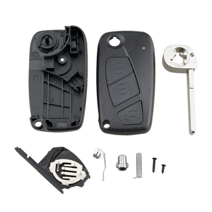 สำหรับการเปลี่ยนกุญแจรถ FIAT 3 ปุ่มเคสกุญแจรถพร้อมที่ใส่แบตเตอรี่ด้านข้าง, Black, Blue