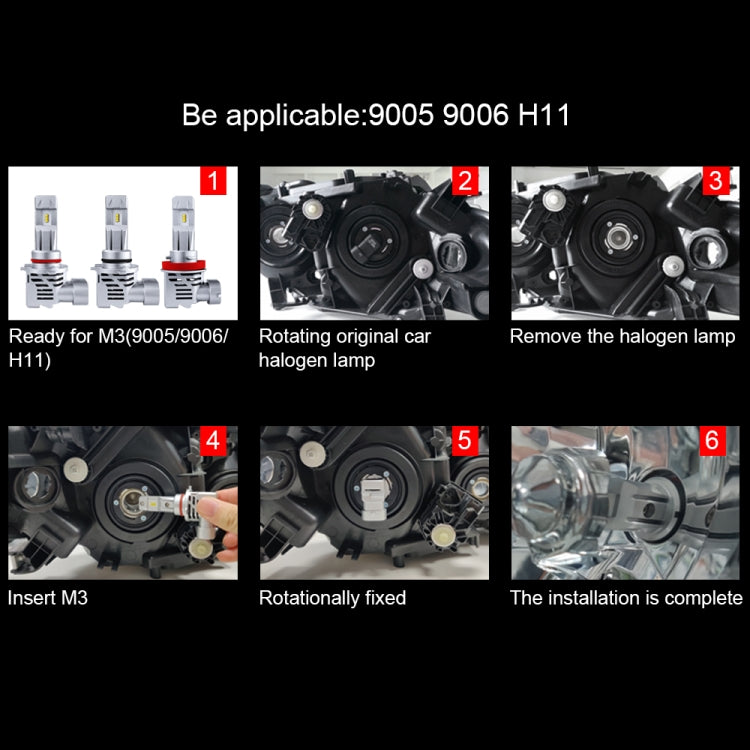 2 ชิ้น M3 H8 / H9 / H11 DC9-32V / 17W / 6500K / 2000LM IP68 ไฟหน้ารถ LED, H8 / H9 / H11