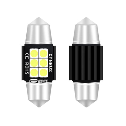 2 ชิ้น 31 มิลลิเมตร DC12V-24V 3 วัตต์ 6000 พัน 660LM 6 LEDs SMD-3030 รถโคมไฟอ่านหนังสือ / ไฟป้ายทะเบียน, 31mm (3W)