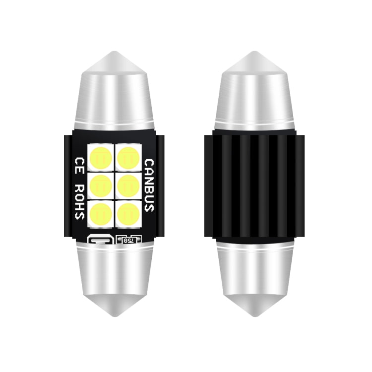 2 ชิ้น 31 มิลลิเมตร DC12V-24V 3 วัตต์ 6000 พัน 660LM 6 LEDs SMD-3030 รถโคมไฟอ่านหนังสือ / ไฟป้ายทะเบียน, 31mm (3W)
